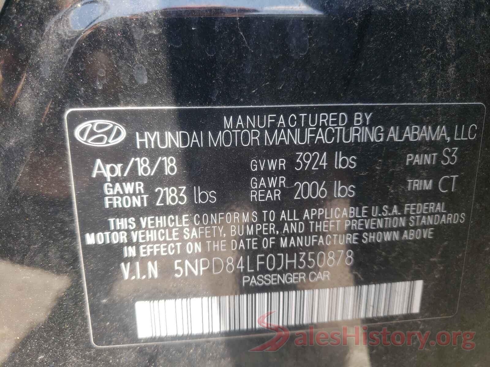 5NPD84LF0JH350878 2018 HYUNDAI ELANTRA