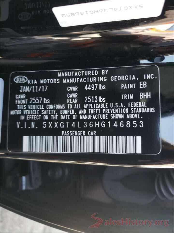 5XXGT4L36HG146853 2017 KIA OPTIMA