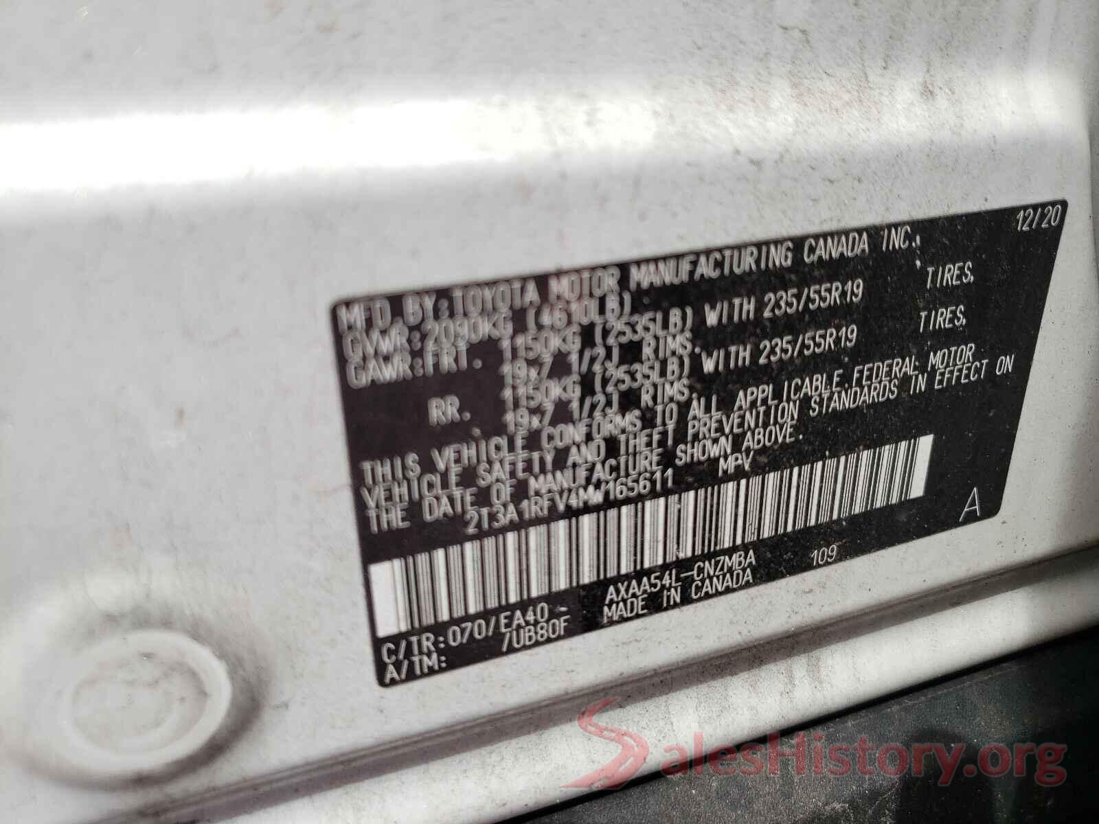 2T3A1RFV4MW165611 2021 TOYOTA RAV4