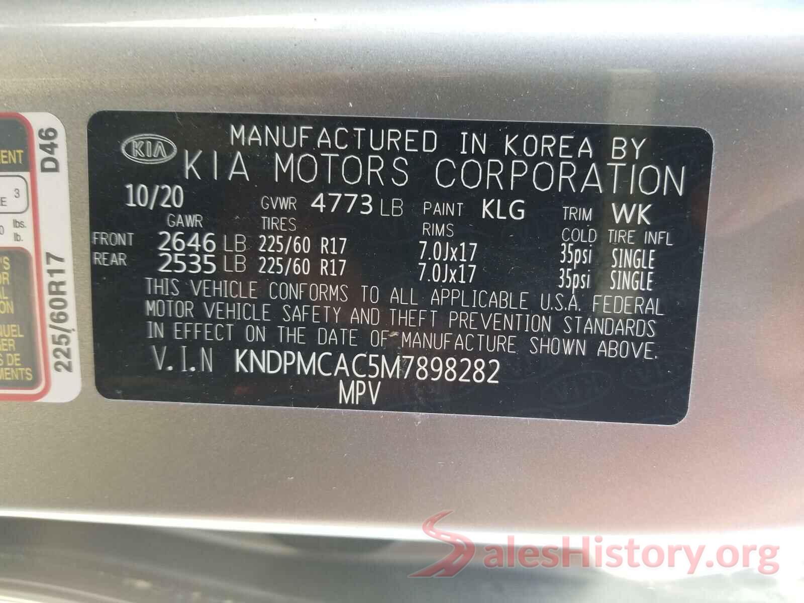 KNDPMCAC5M7898282 2021 KIA SPORTAGE