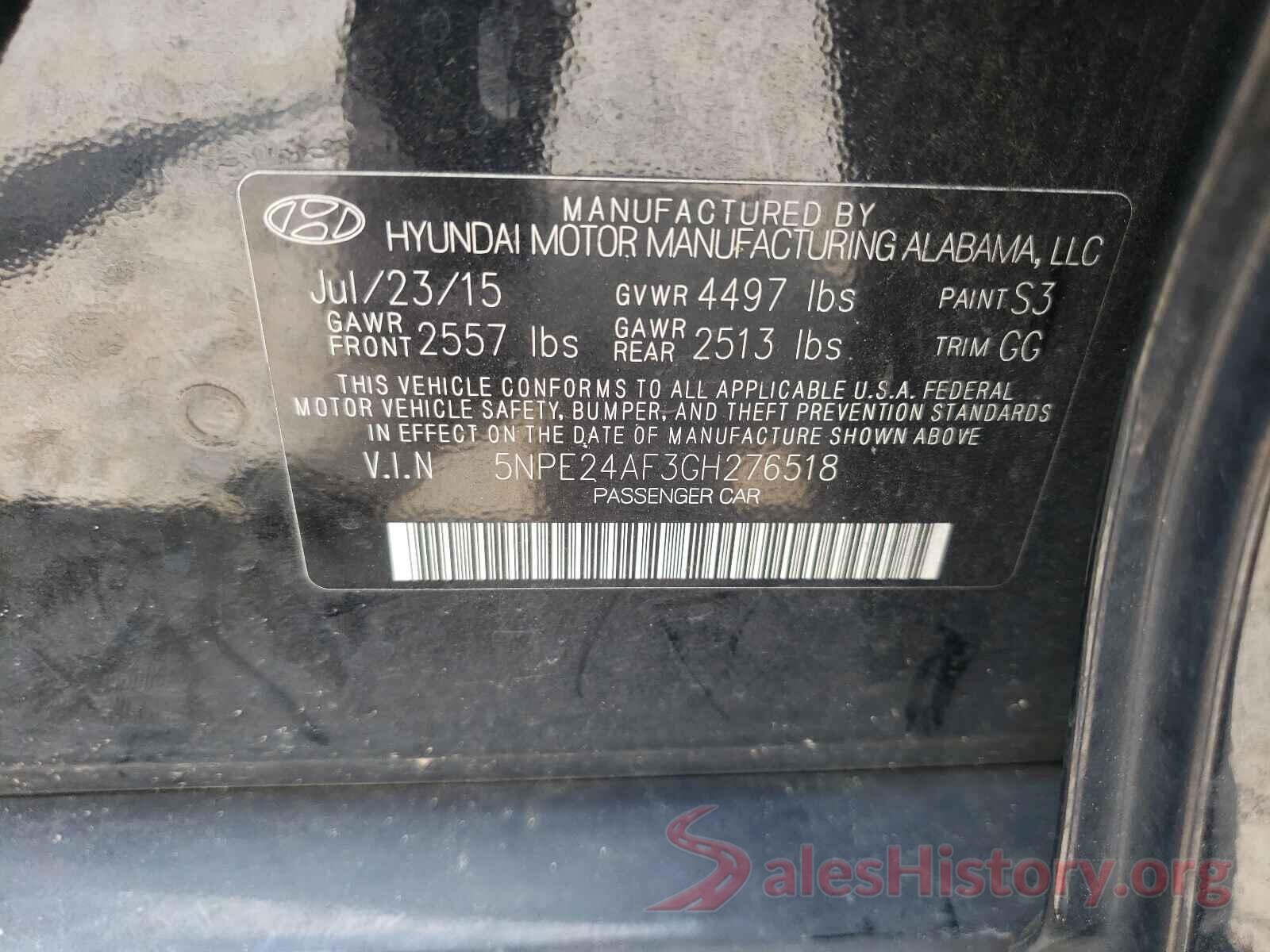 5NPE24AF3GH276518 2016 HYUNDAI SONATA