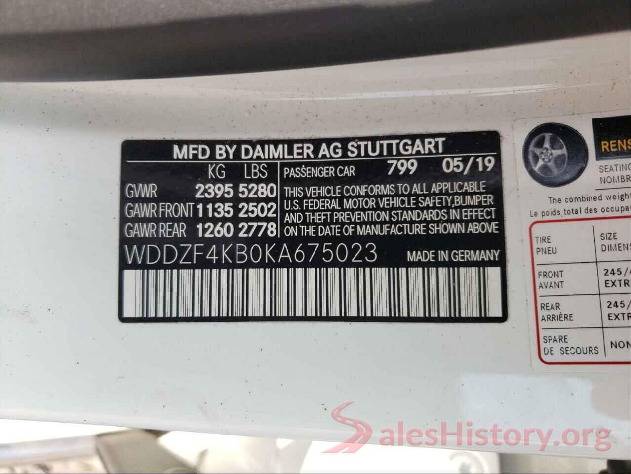 WDDZF4KB0KA675023 2019 MERCEDES-BENZ E-CLASS