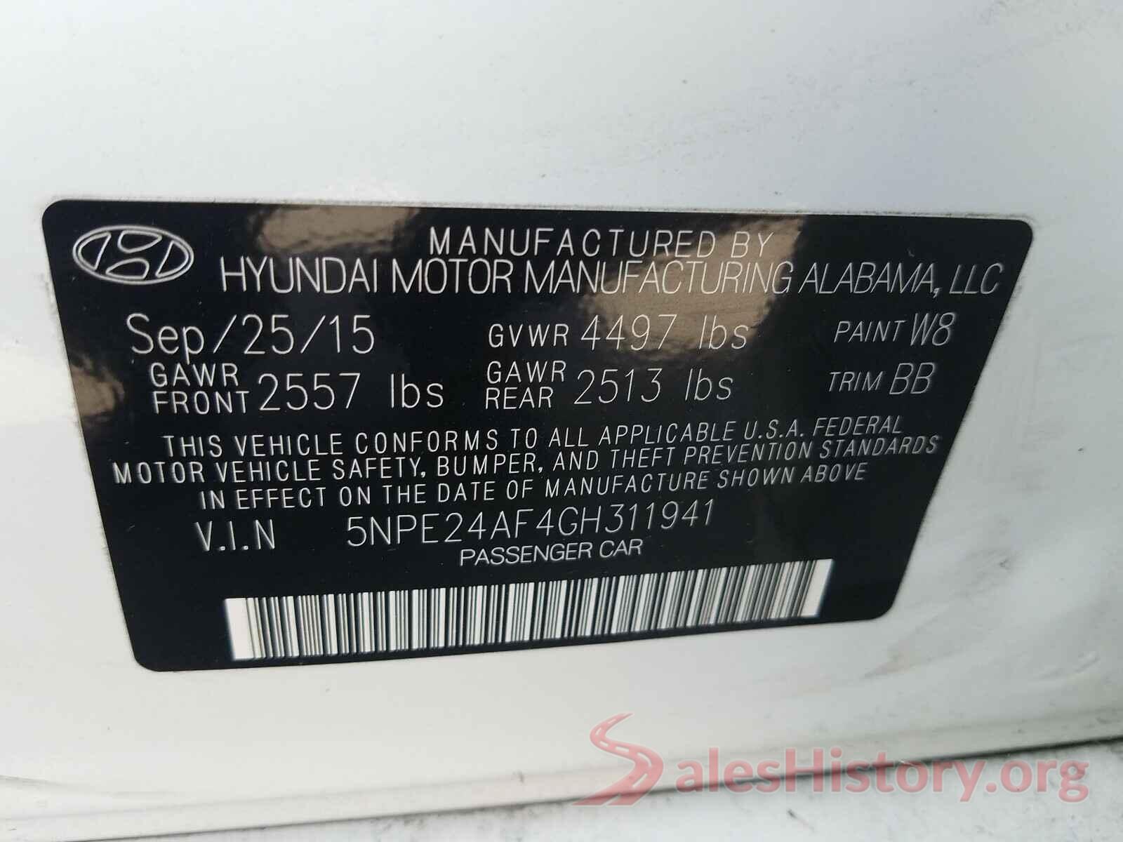 5NPE24AF4GH311941 2016 HYUNDAI SONATA