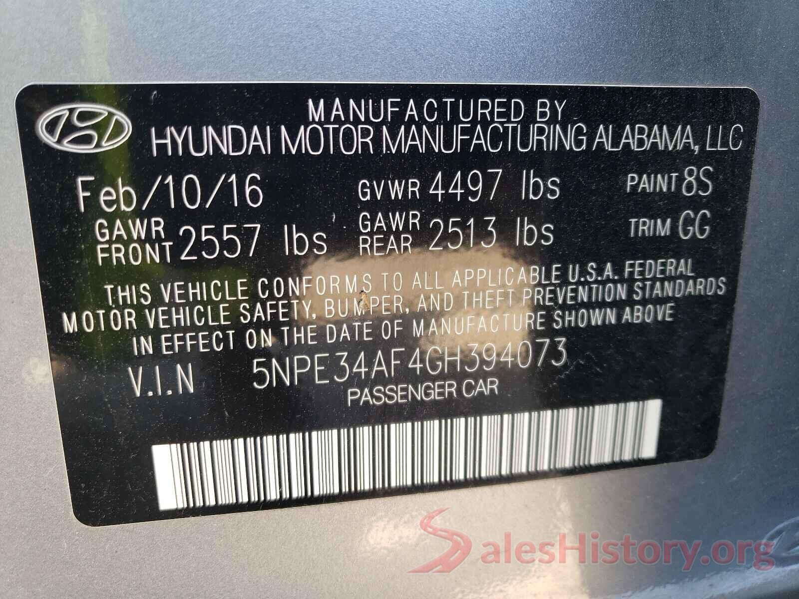 5NPE34AF4GH394073 2016 HYUNDAI SONATA