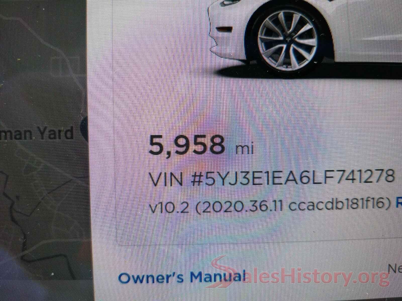 5YJ3E1EA6LF741278 2020 TESLA MODEL 3