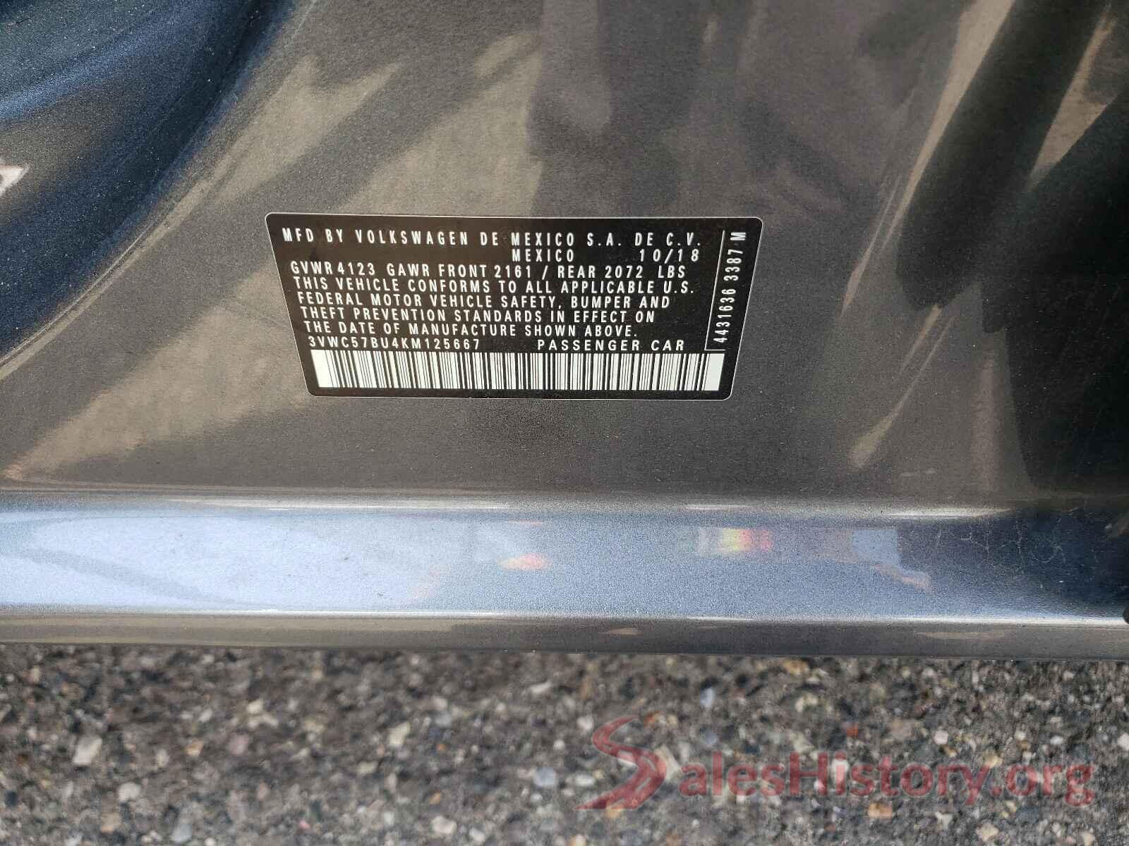 3VWC57BU4KM125667 2019 VOLKSWAGEN JETTA