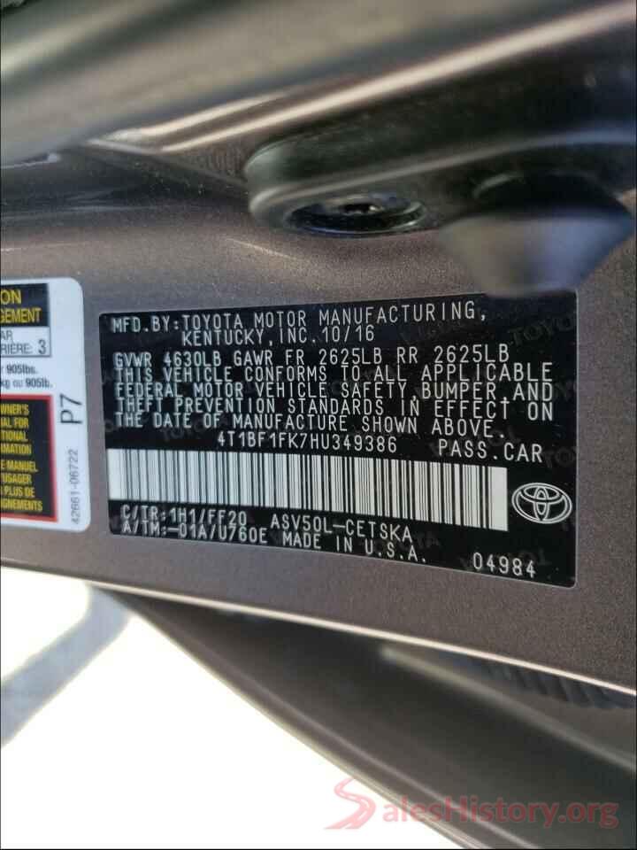 4T1BF1FK7HU349386 2017 TOYOTA CAMRY