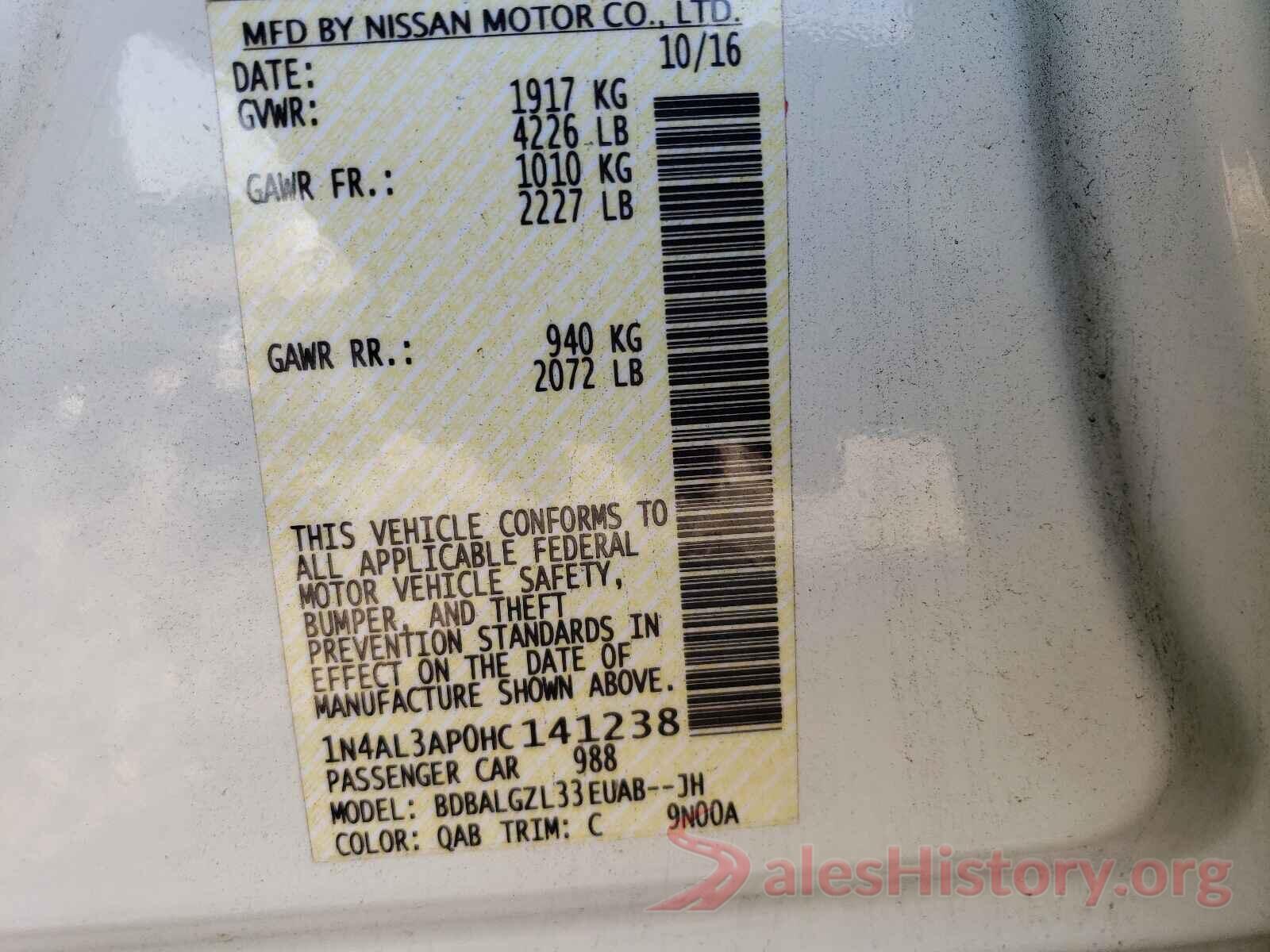 1N4AL3AP0HC141238 2017 NISSAN ALTIMA