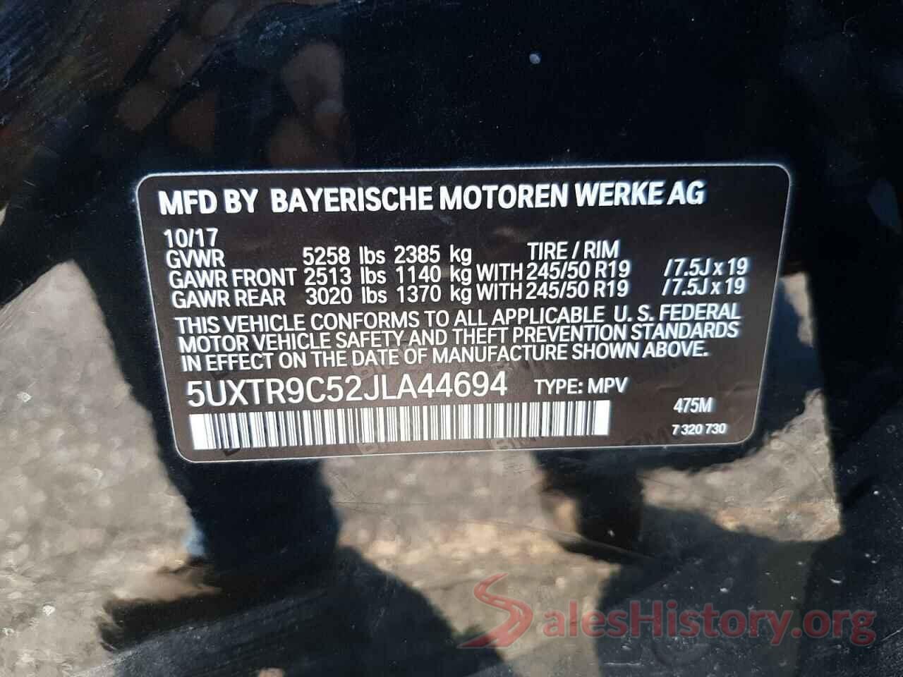 5UXTR9C52JLA44694 2018 BMW X3