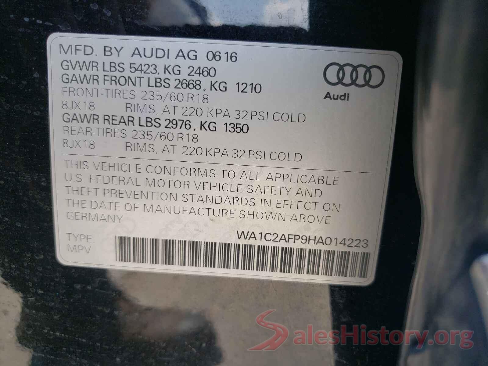 WA1C2AFP9HA014223 2017 AUDI Q5