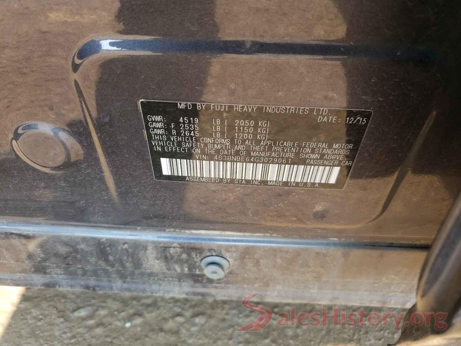 4S3BNBE64G3029061 2016 SUBARU LEGACY