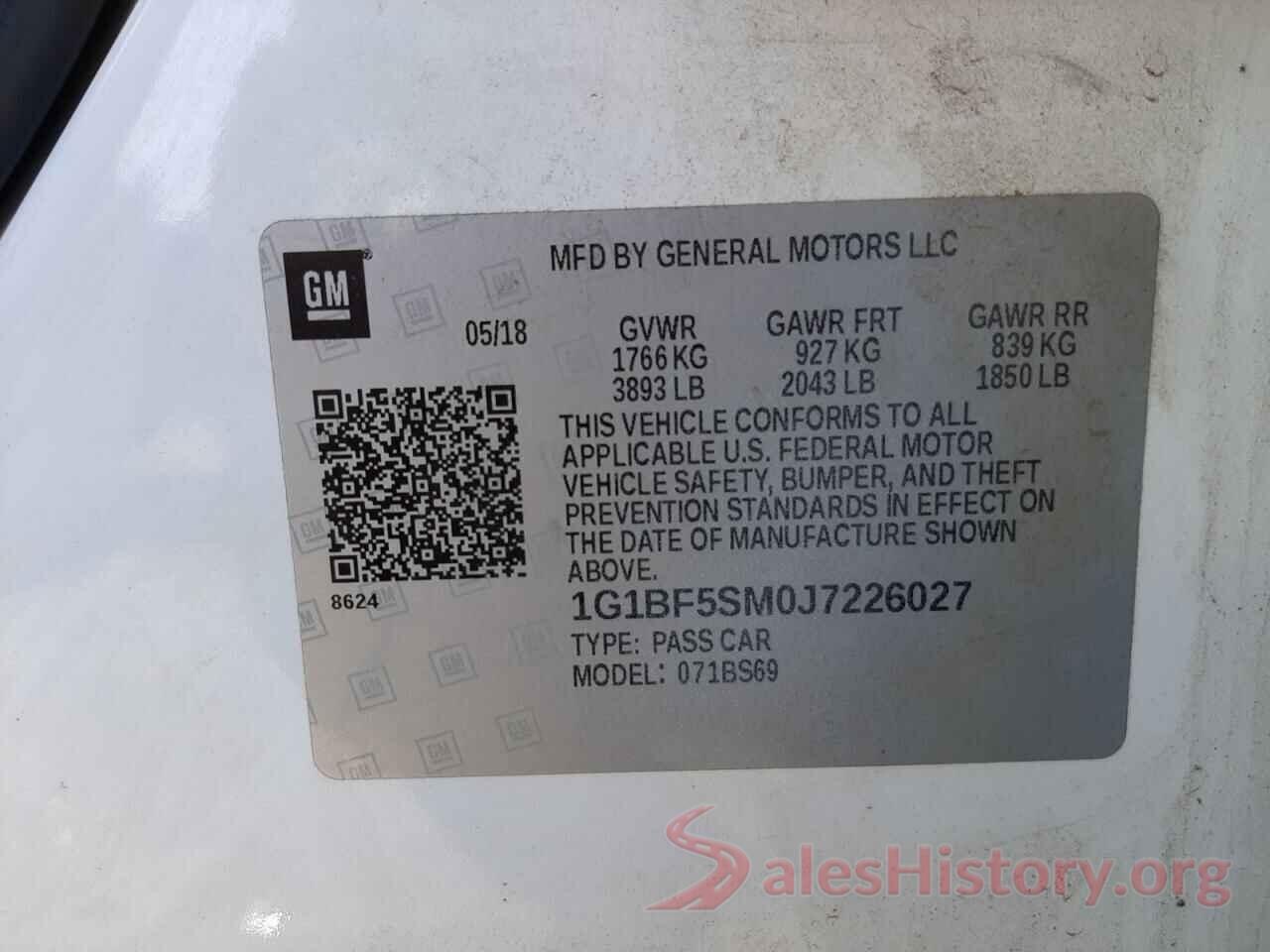 1G1BF5SM0J7226027 2018 CHEVROLET CRUZE