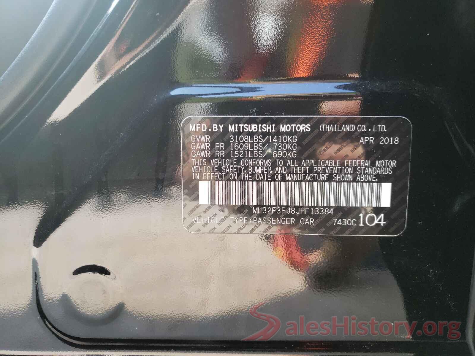 ML32F3FJ8JHF13384 2018 MITSUBISHI MIRAGE