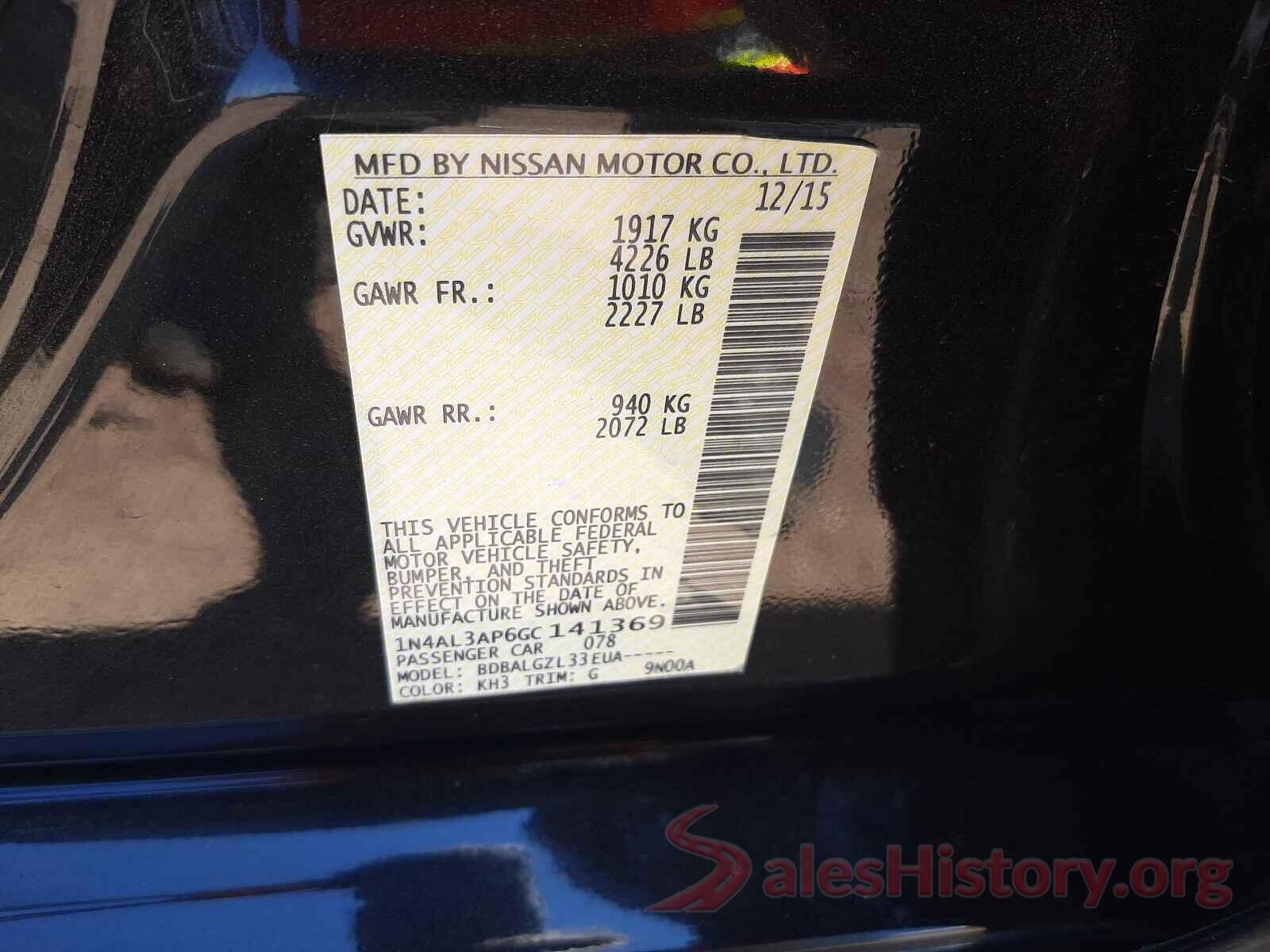 1N4AL3AP6GC141369 2016 NISSAN ALTIMA