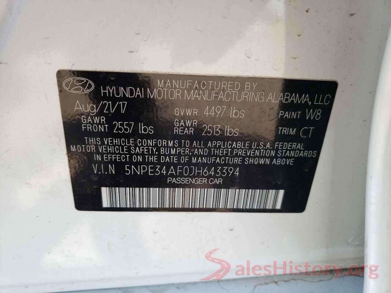 5NPE34AF0JH643394 2018 HYUNDAI SONATA