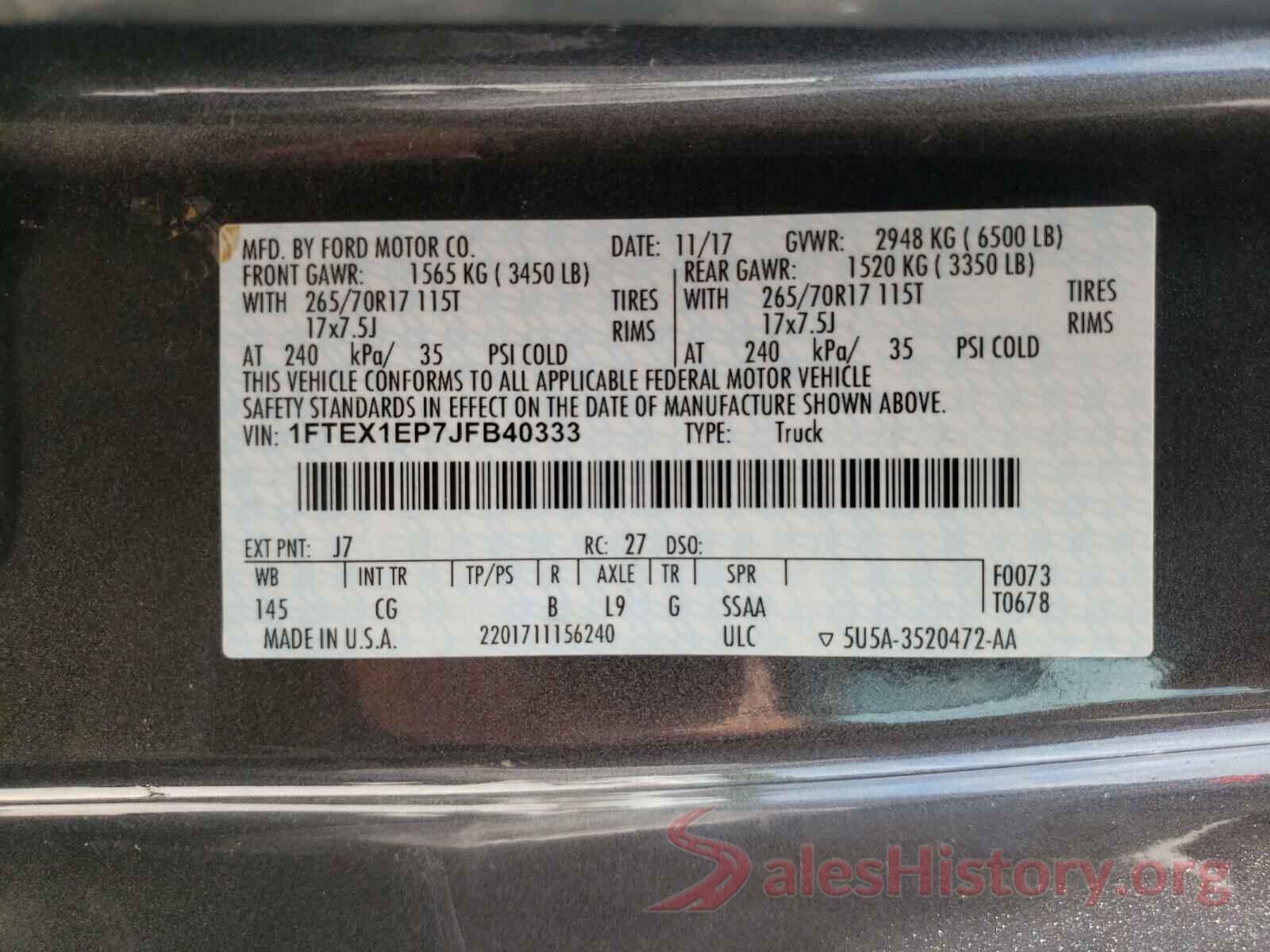 1FTEX1EP7JFB40333 2018 FORD F-150