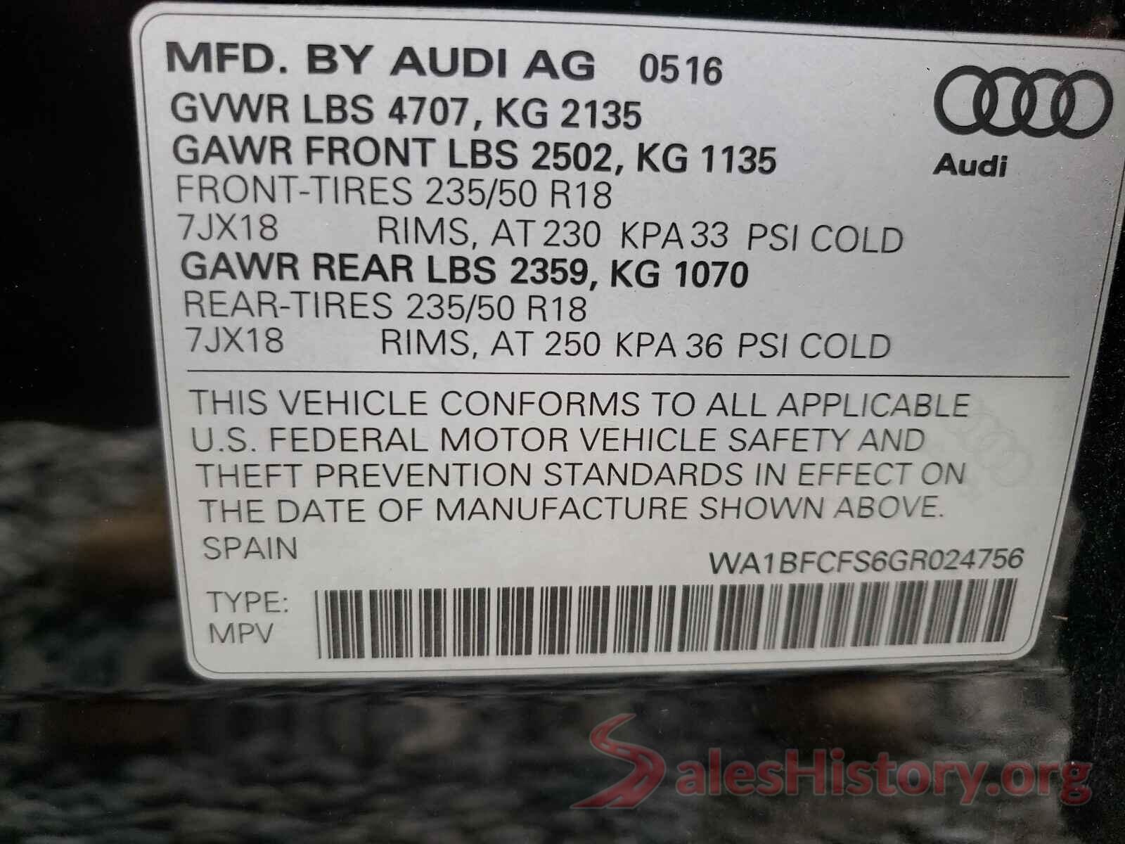 WA1BFCFS6GR024756 2016 AUDI Q3