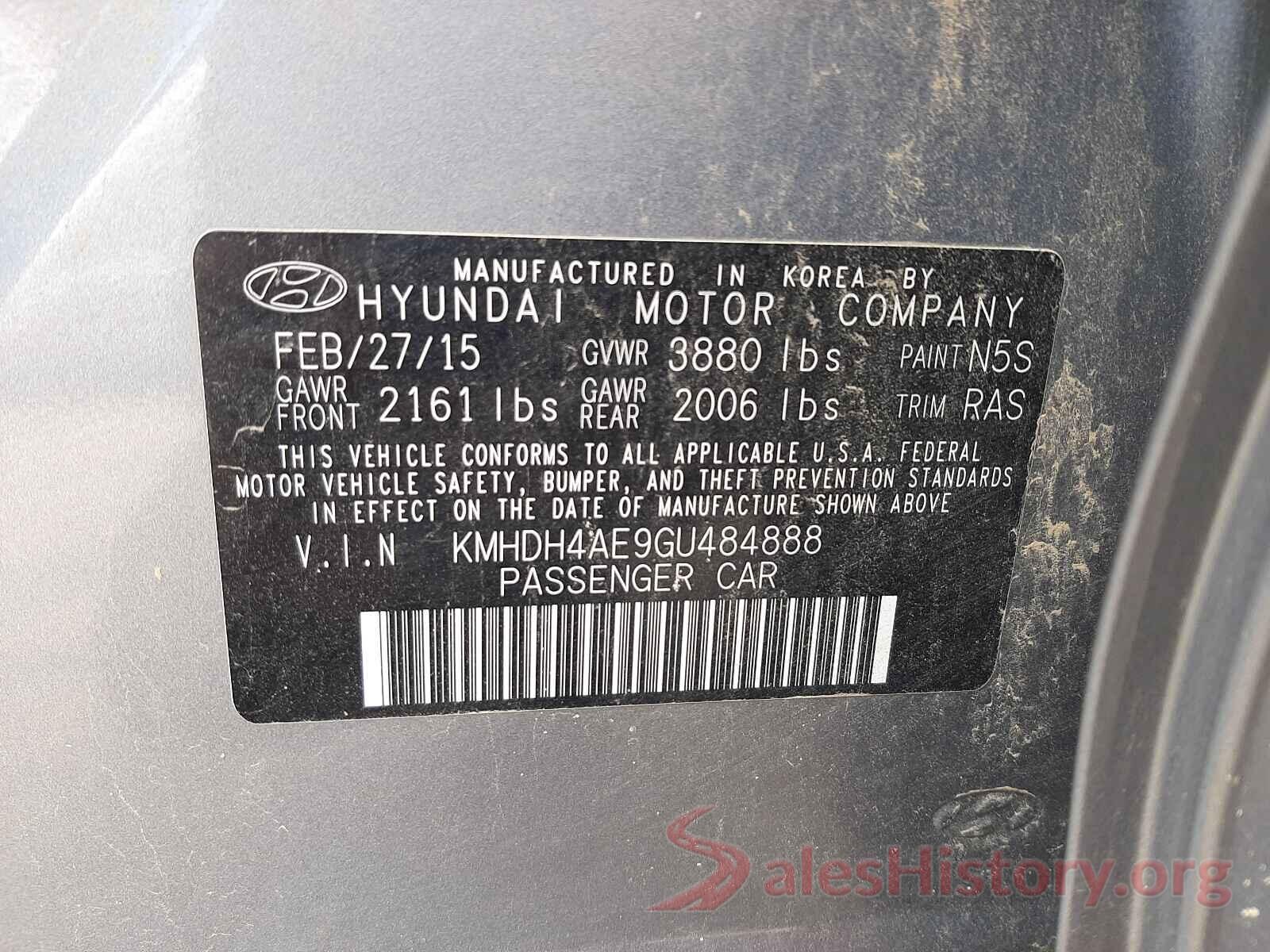 KMHDH4AE9GU484888 2016 HYUNDAI ELANTRA