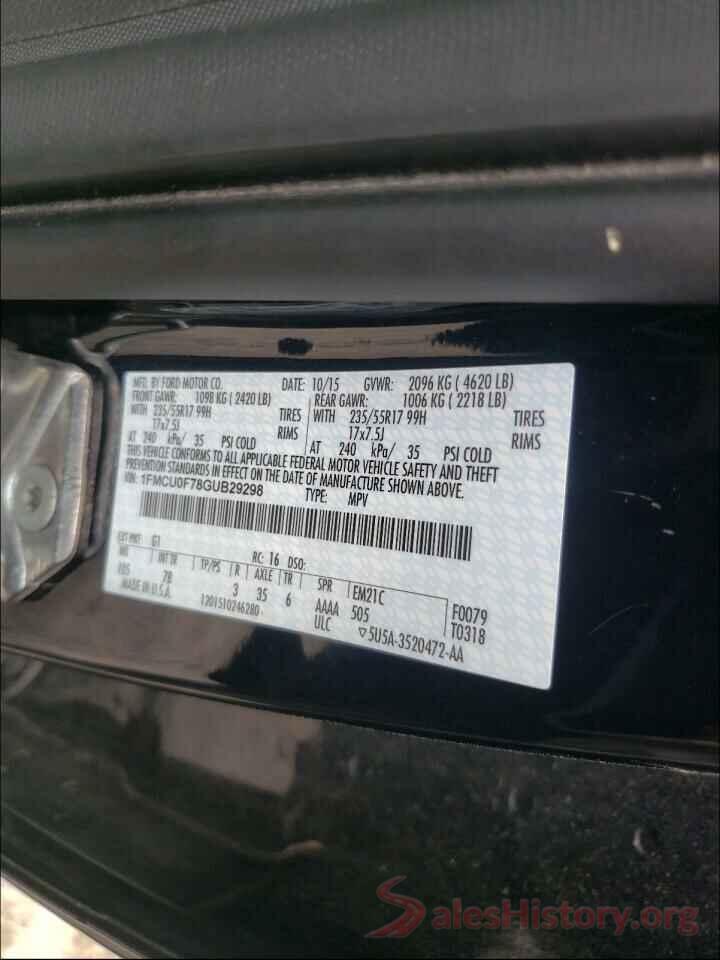 1FMCU0F78GUB29298 2016 FORD ESCAPE