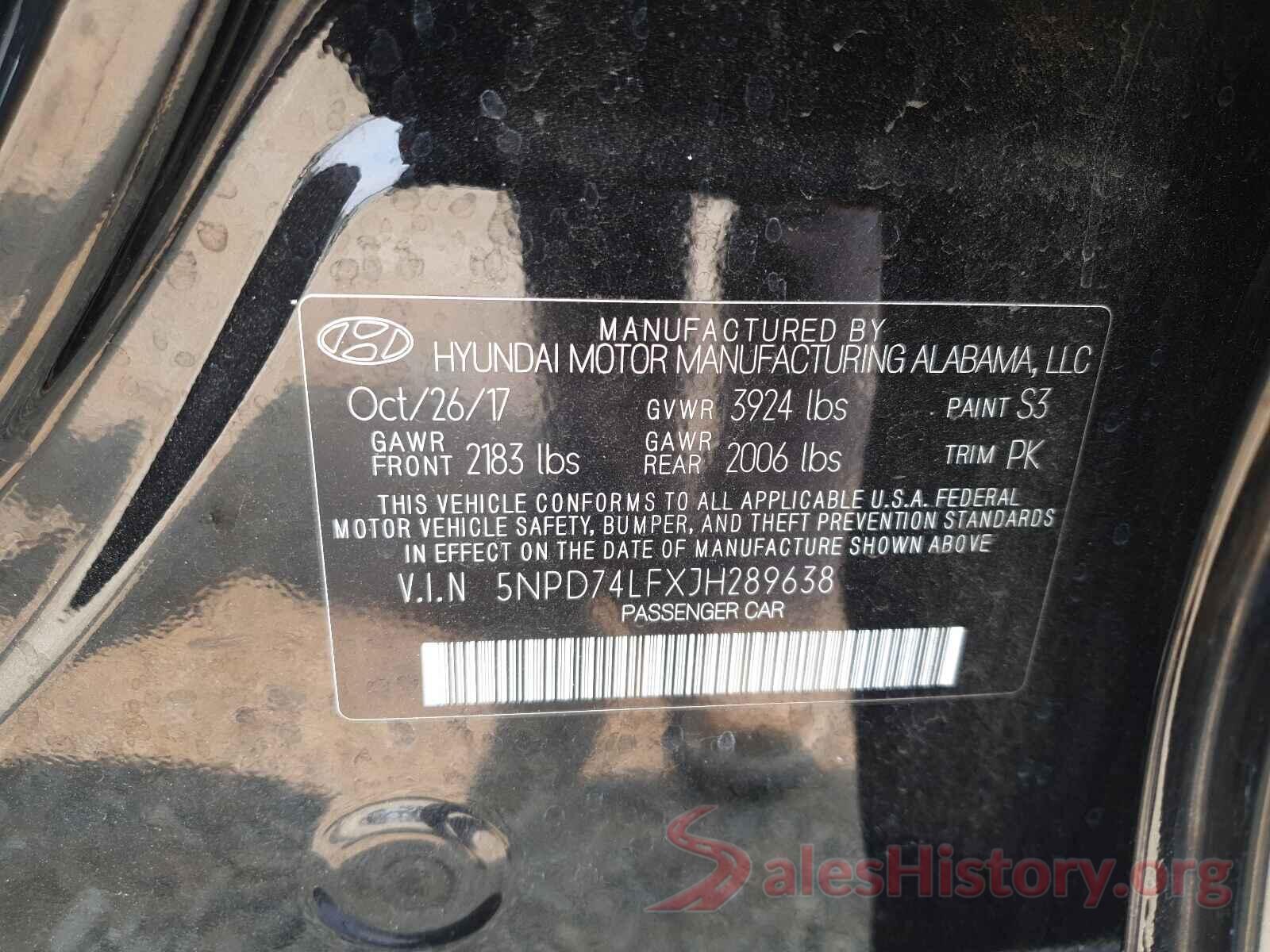 5NPD74LFXJH289638 2018 HYUNDAI ELANTRA