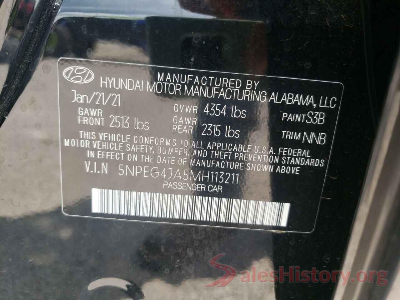 5NPEG4JA5MH113211 2021 HYUNDAI SONATA