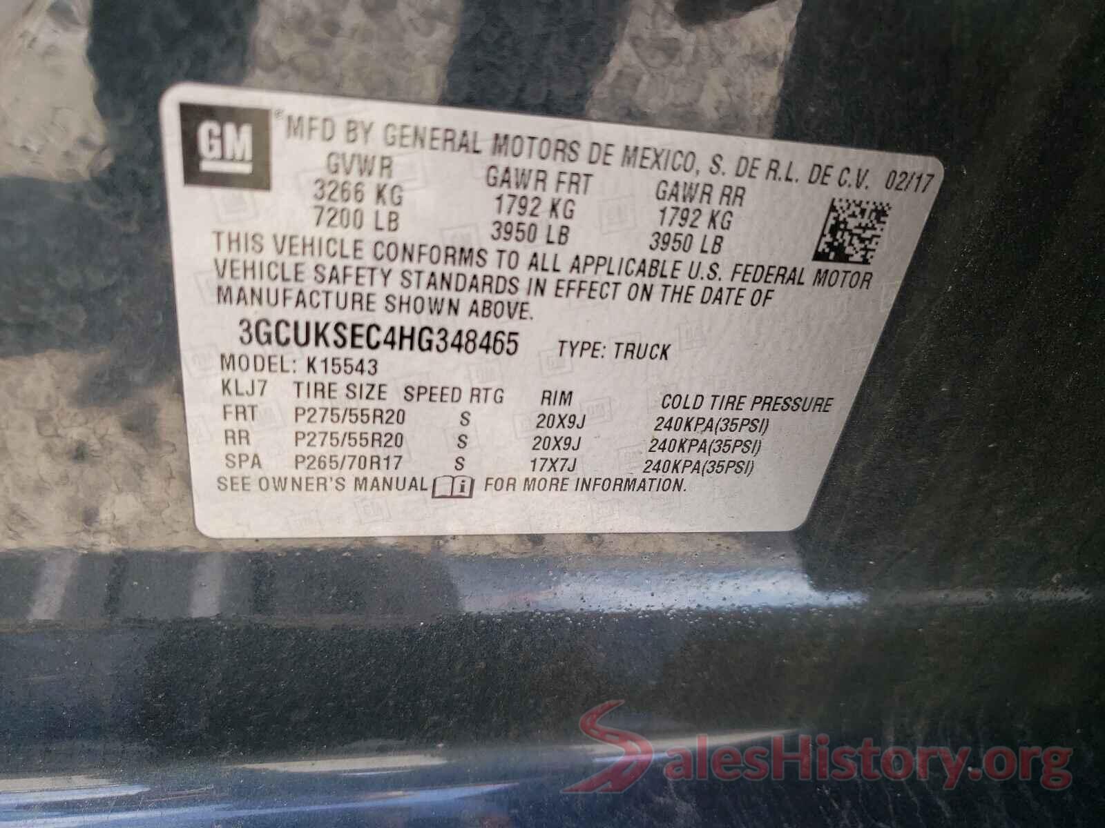 3GCUKSEC4HG348465 2017 CHEVROLET SILVERADO