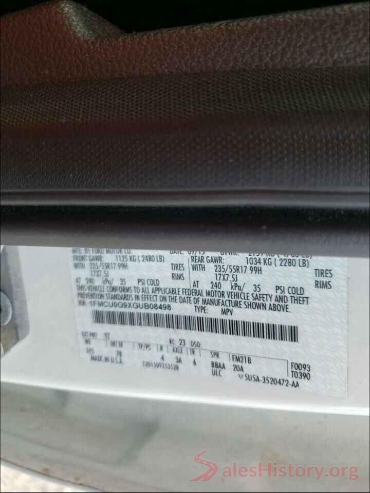 1FMCU0G9XGUB08498 2016 FORD ESCAPE