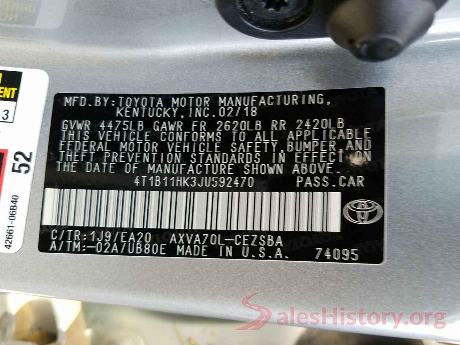 4T1B11HK3JU592470 2018 TOYOTA CAMRY