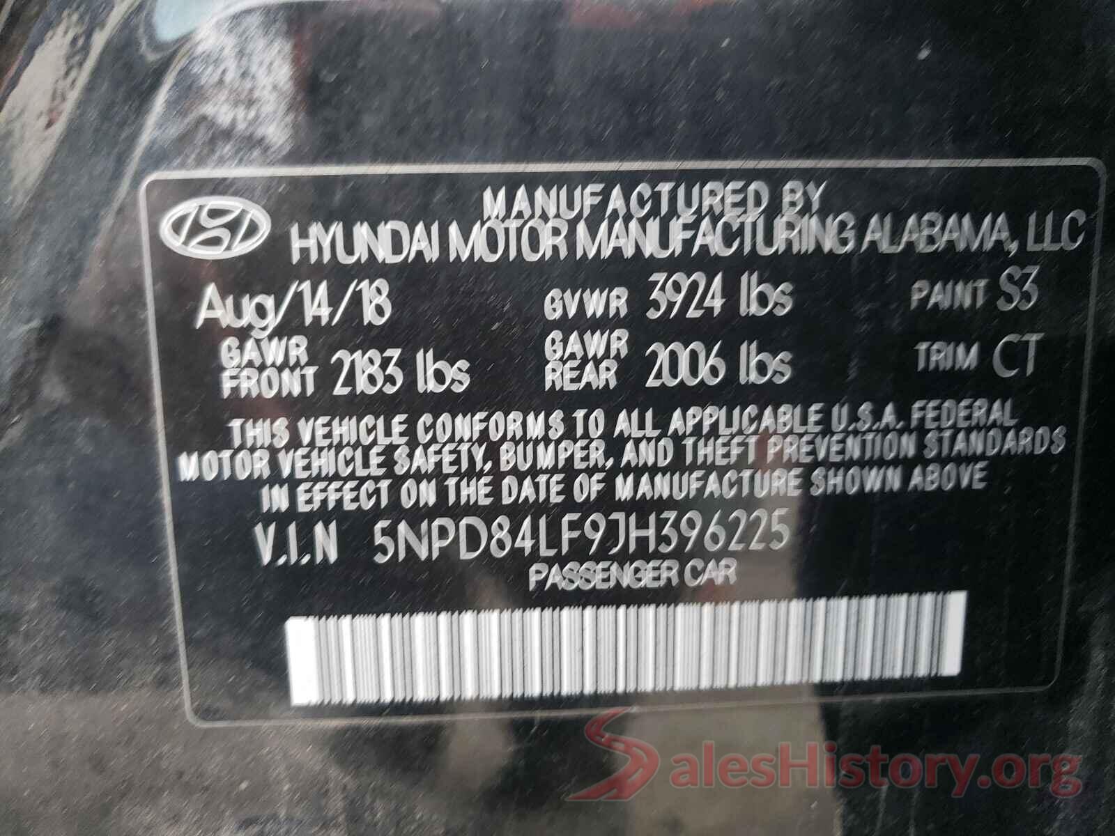 5NPD84LF9JH396225 2018 HYUNDAI ELANTRA