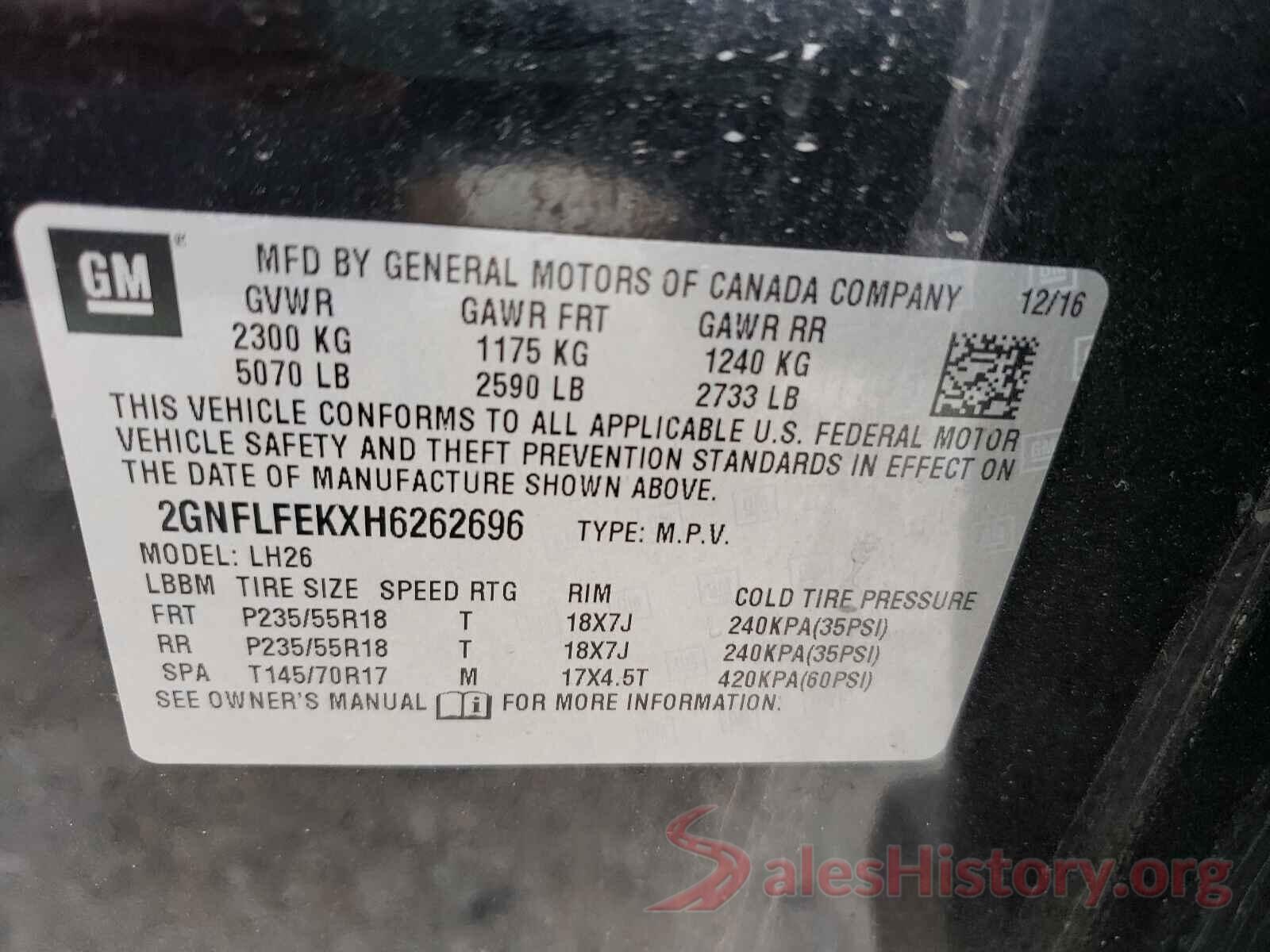 2GNFLFEKXH6262696 2017 CHEVROLET EQUINOX