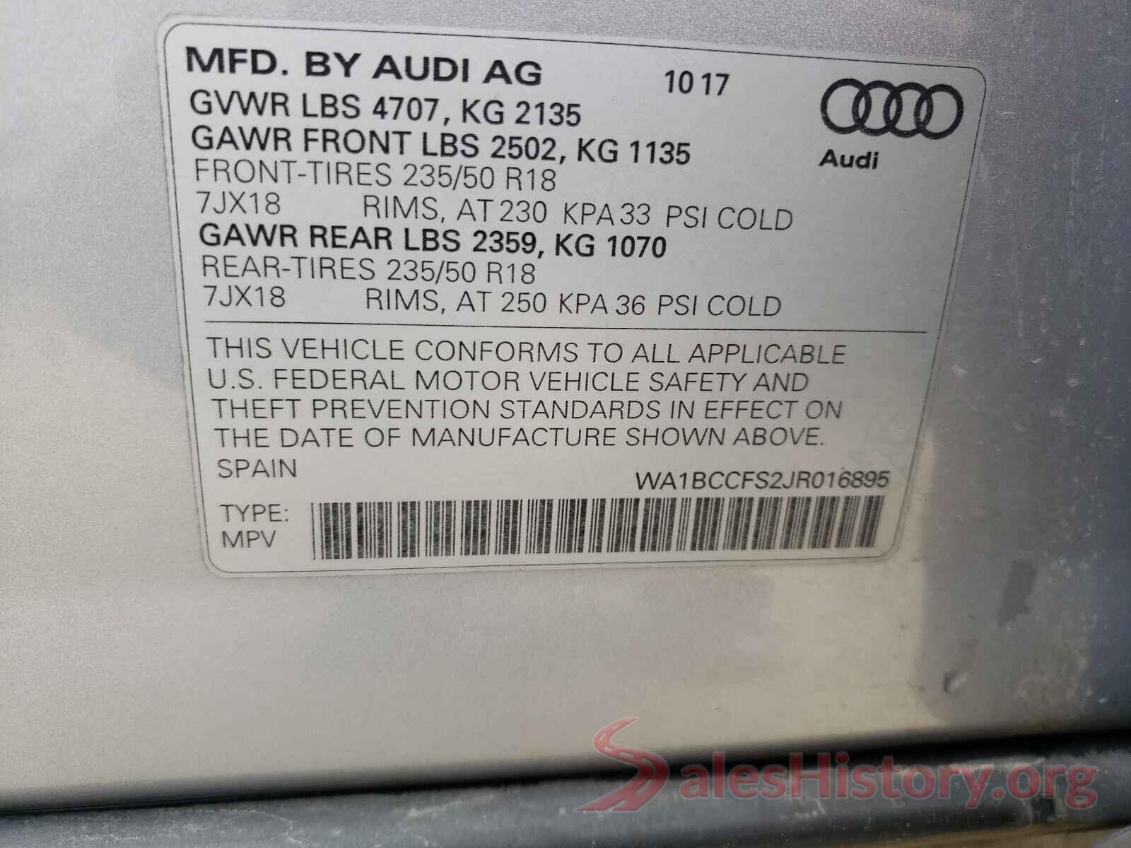 WA1BCCFS2JR016895 2018 AUDI Q3