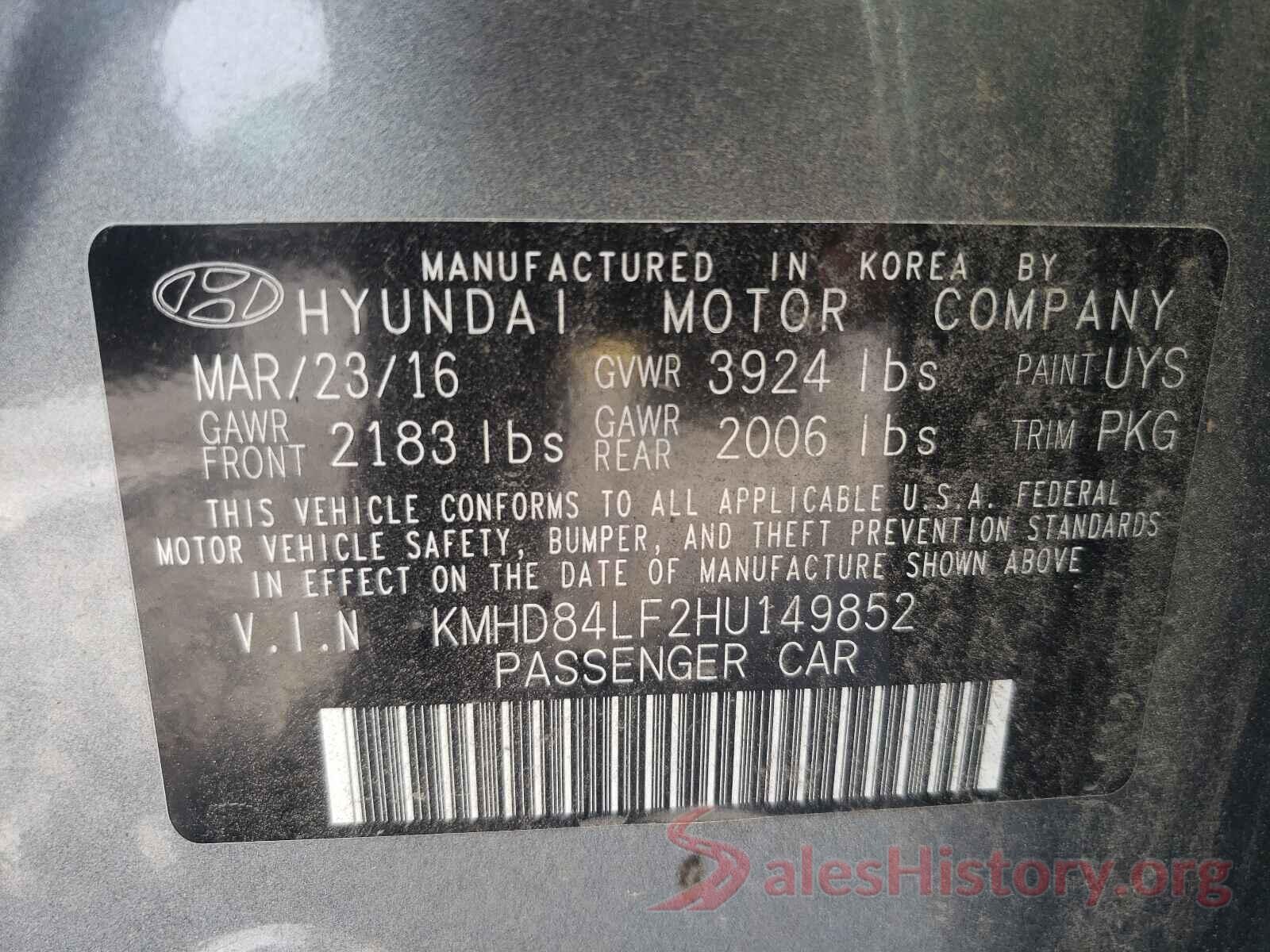 KMHD84LF2HU149852 2017 HYUNDAI ELANTRA