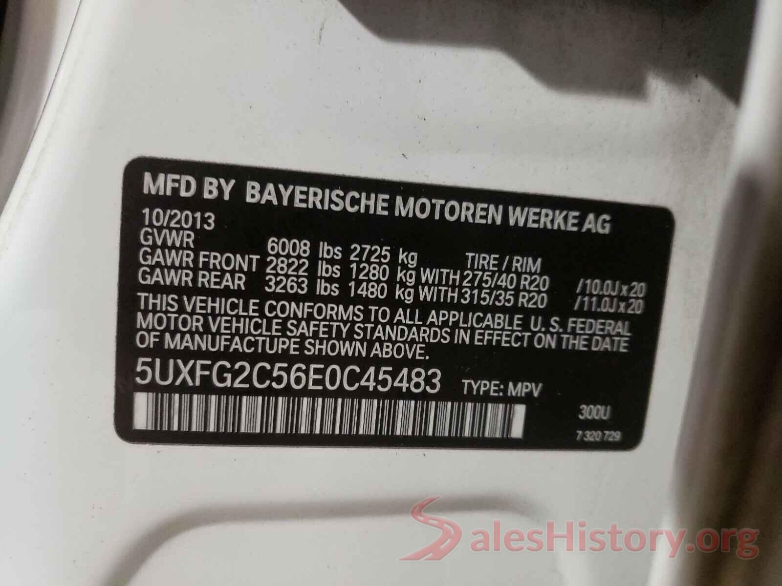 5UXFG2C56E0C45483 2014 BMW X6