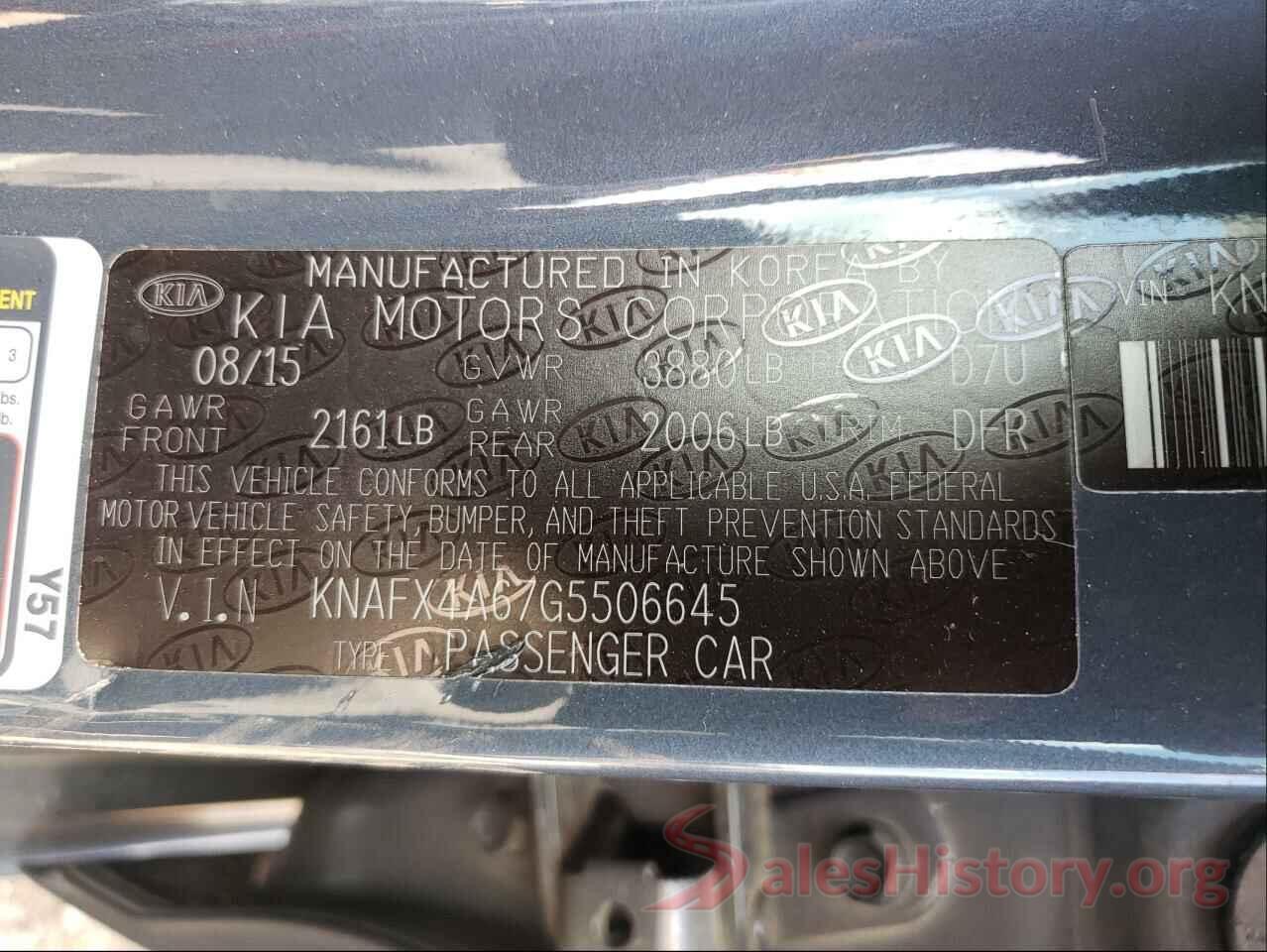 KNAFX4A67G5506645 2016 KIA FORTE