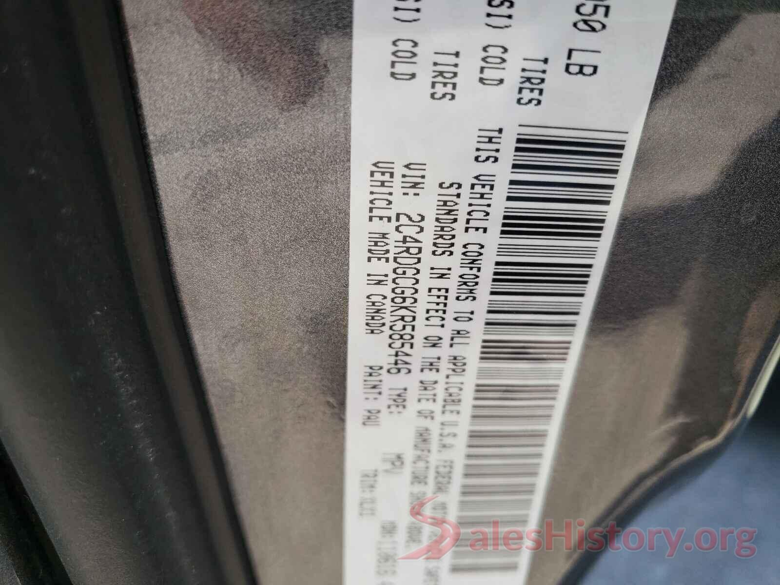 2C4RDGCG6KR585446 2019 DODGE GRAND CARA