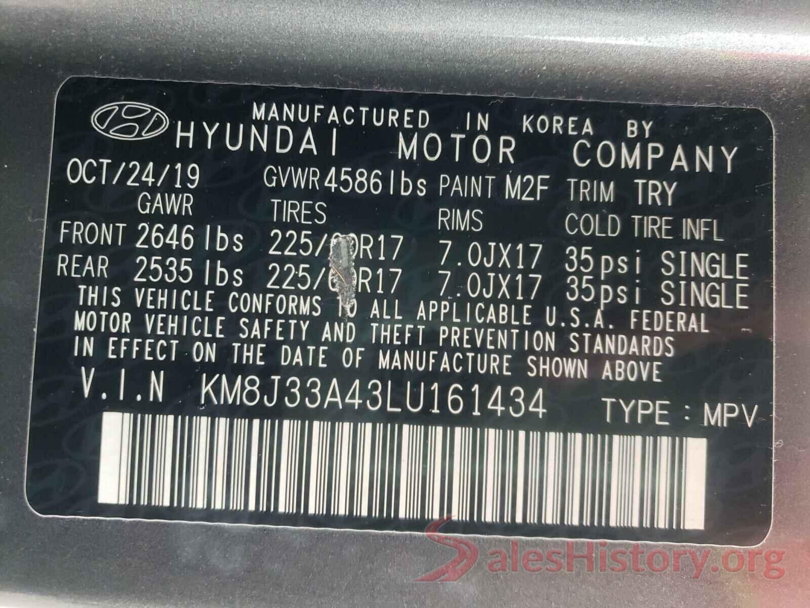 KM8J33A43LU161434 2020 HYUNDAI TUCSON