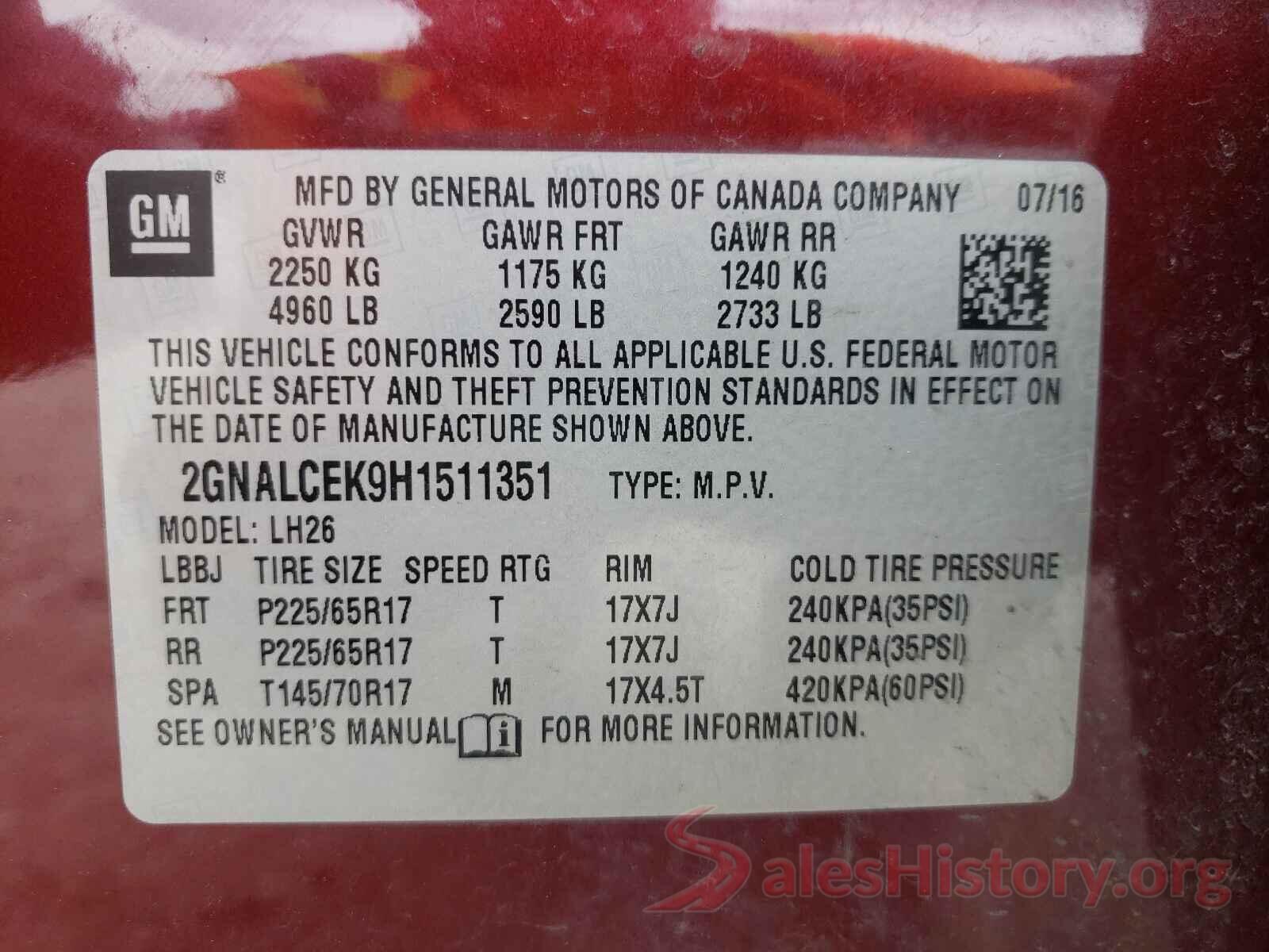 2GNALCEK9H1511351 2017 CHEVROLET EQUINOX