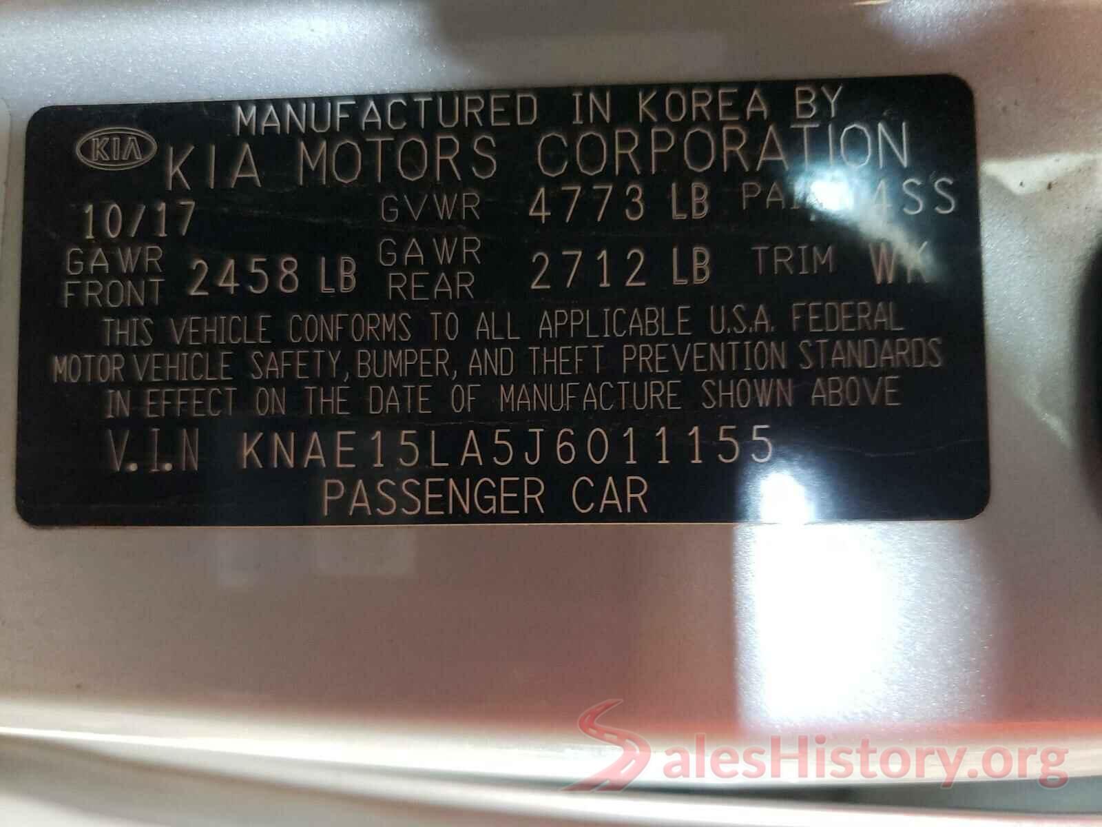 KNAE15LA5J6011155 2018 KIA STINGER