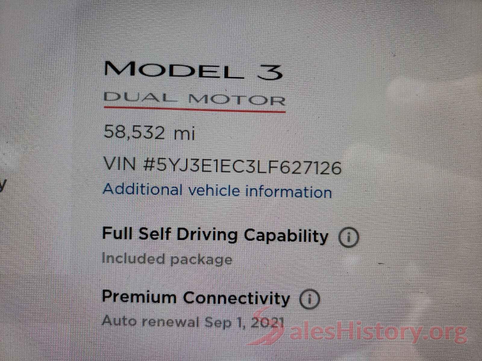 5YJ3E1EC3LF627126 2020 TESLA MODEL 3