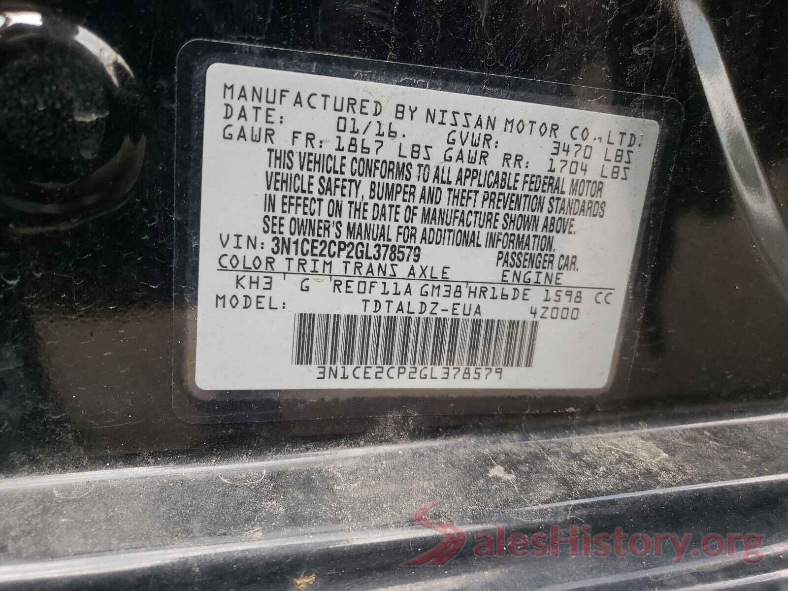 3N1CE2CP2GL378579 2016 NISSAN VERSA