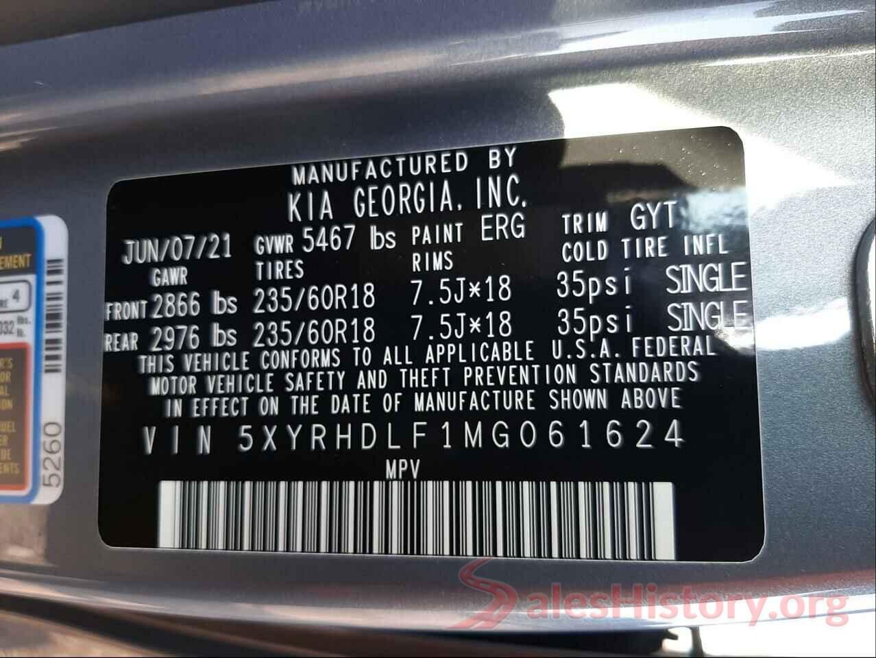 5XYRHDLF1MG061624 2021 KIA SORENTO