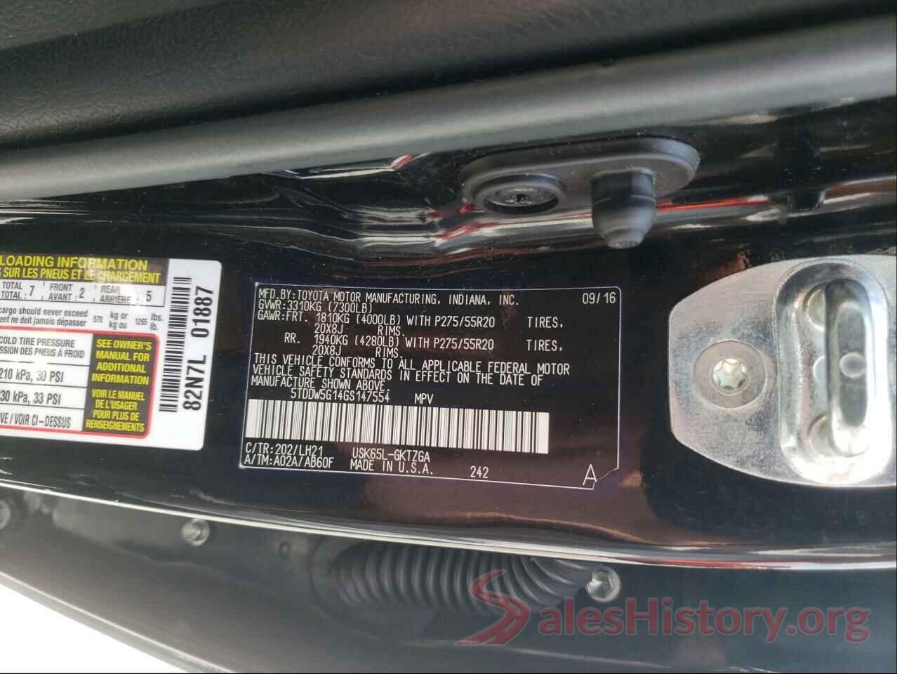 5TDDW5G14GS147554 2016 TOYOTA SEQUOIA