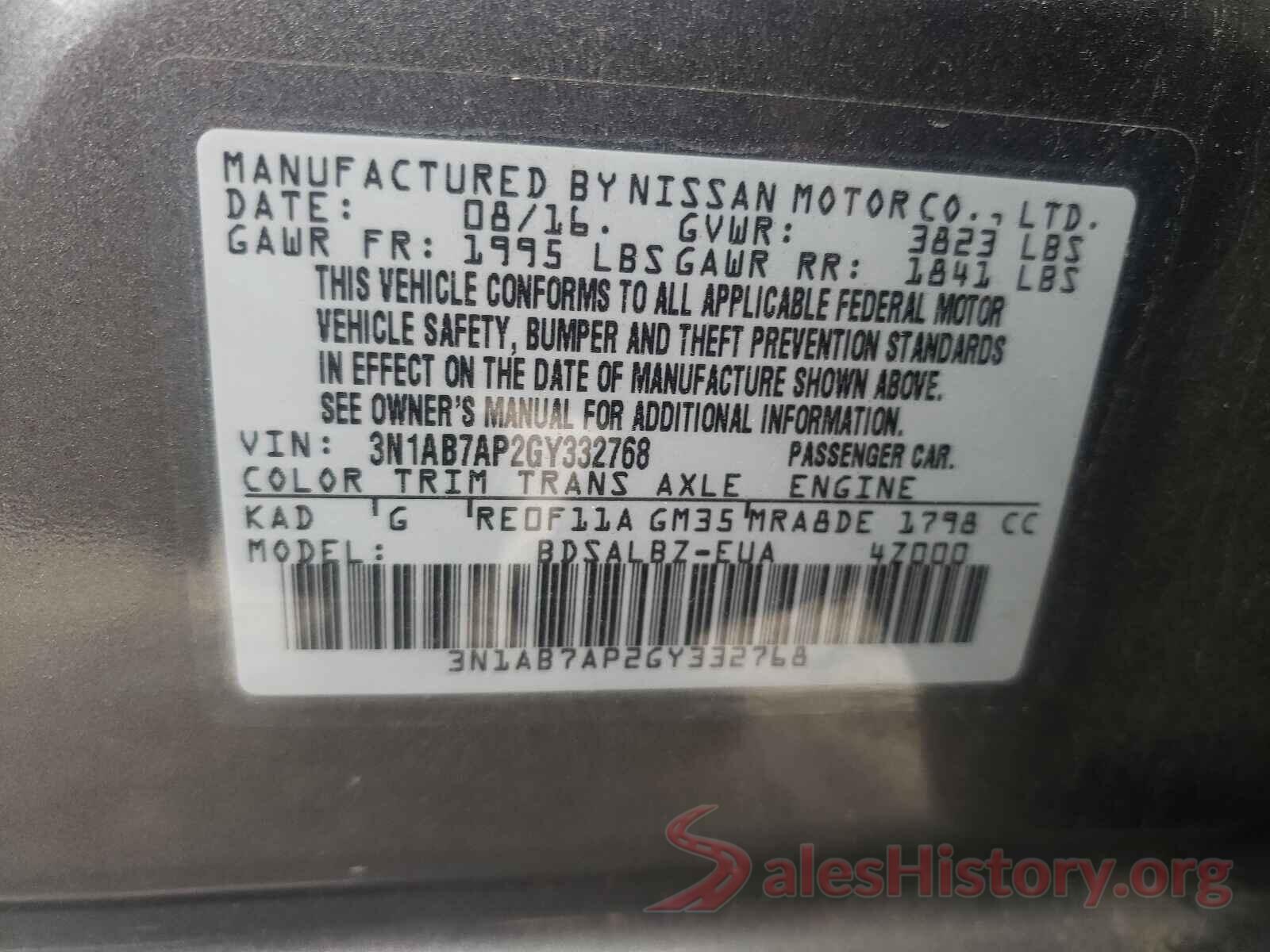 3N1AB7AP2GY332768 2016 NISSAN SENTRA