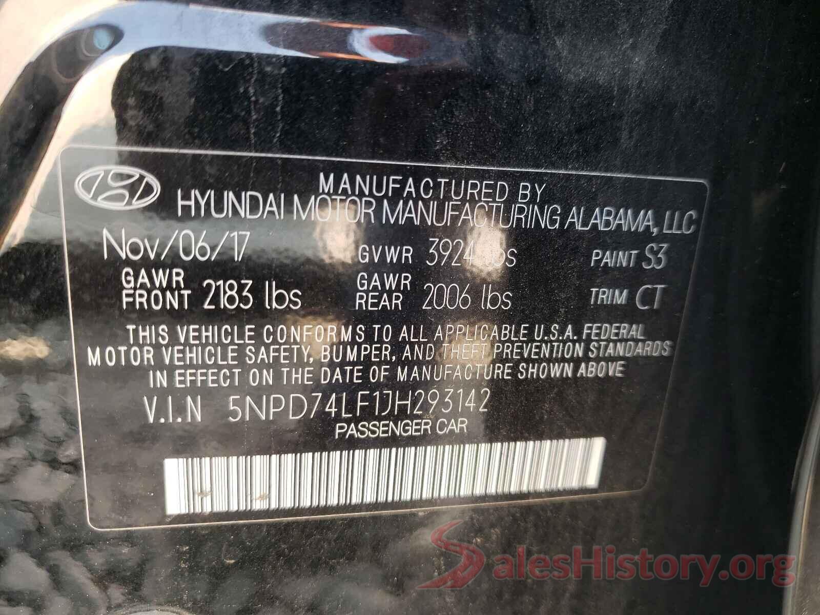 5NPD74LF1JH293142 2018 HYUNDAI ELANTRA