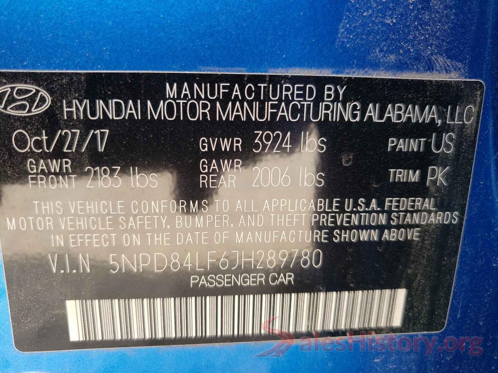 5NPD84LF6JH289780 2018 HYUNDAI ELANTRA