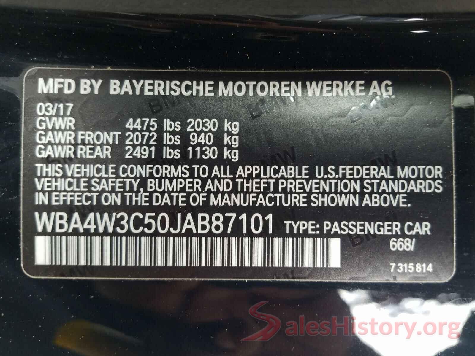 WBA4W3C50JAB87101 2018 BMW 4 SERIES