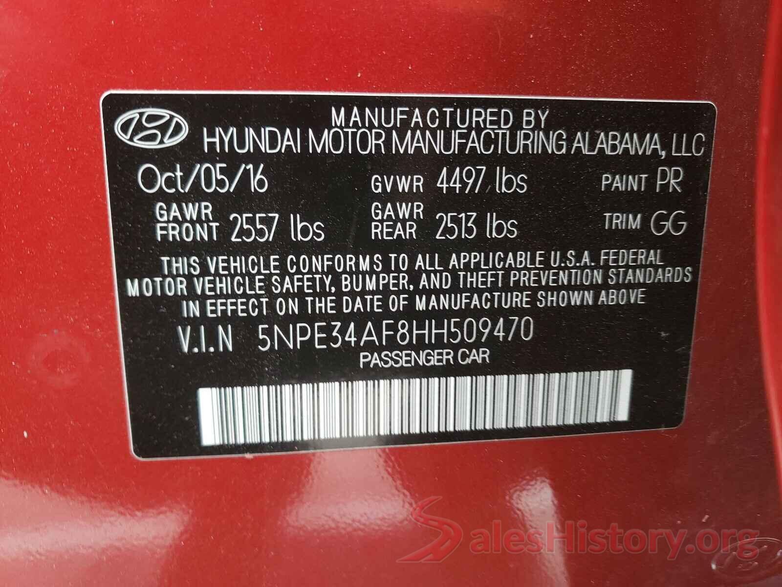 5NPE34AF8HH509470 2017 HYUNDAI SONATA