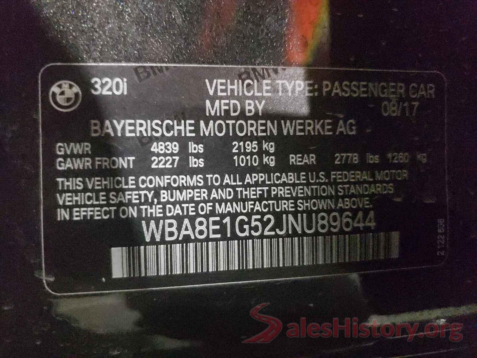 WBA8E1G52JNU89644 2018 BMW 3 SERIES