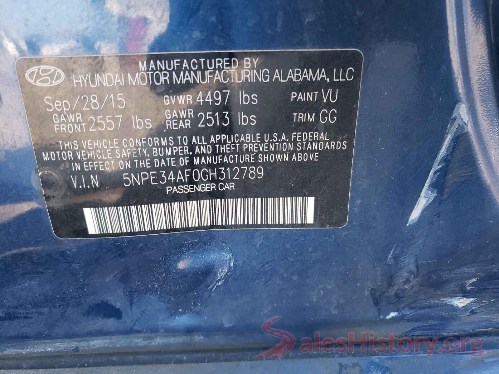 5NPE34AF0GH312789 2016 HYUNDAI SONATA