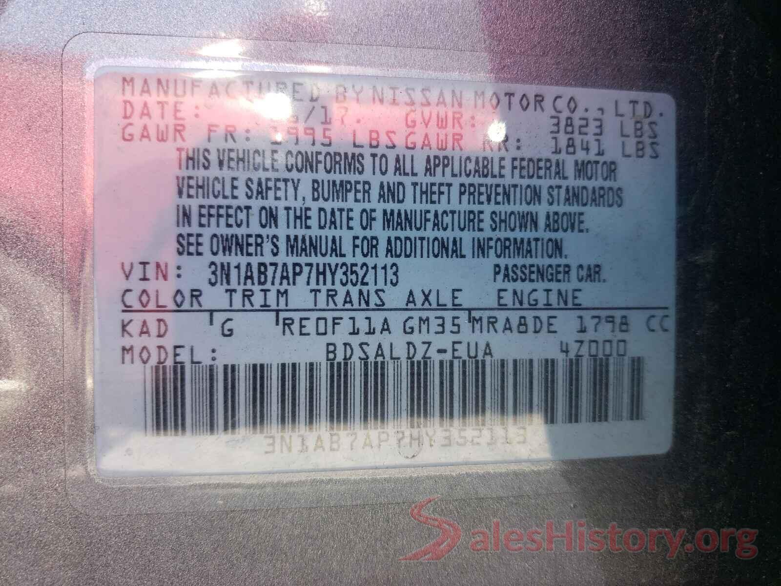 3N1AB7AP7HY352113 2017 NISSAN SENTRA